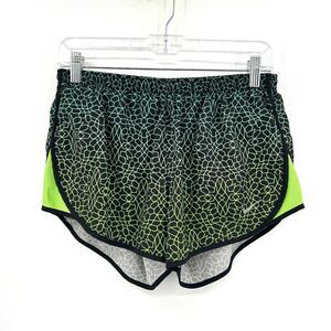 NIKE Women's Dri-Fit Neon Green Black Tempo Lined Running Shorts Size Medium